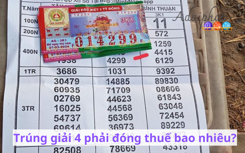 Trúng giải 4 phải đóng thuế bao nhiêu?